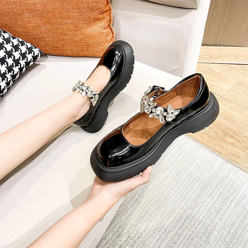 

Full cowhide shoes, thick-soled, increased single shoes, 2021 new spring and summer sandals, British style small leather shoes