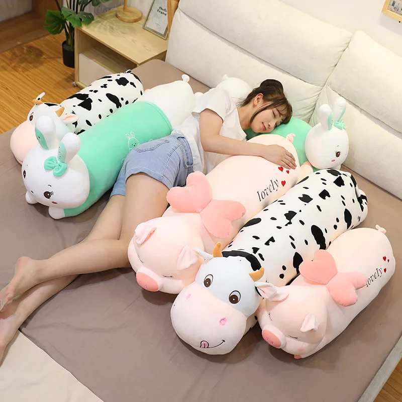 

Cute Long Angel Pig Plush Pillow Suffted Cow Rabbit Animal Sleeping Doll