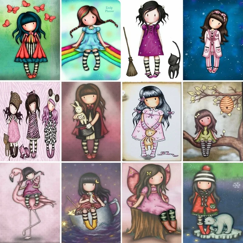 

Cartoon Girl Wall Diamond Painting Full Drill Accessories 5D DIY Diamond Embroidery Cross Stitch Gift Kits Home Decor