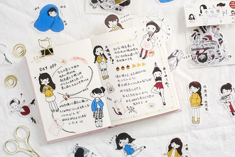 Kawaii Harajuku стикер для офиса, искусство, милая красивая девушка, украшение, сделай сам, рамка, наклейка, студенческий дневник, офисные принадлежности, 1 пакетов/лот