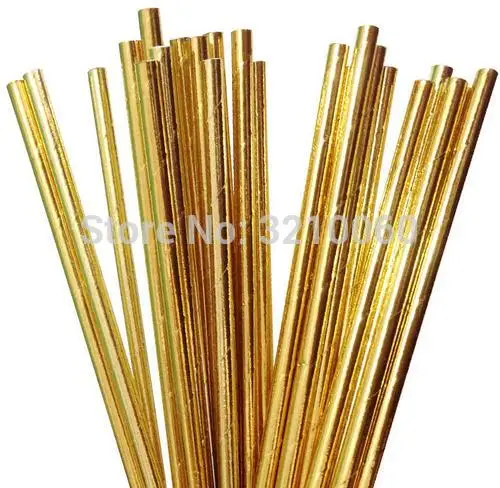 200 шт./лот фольга золото/серебро Питьевая бумага соломинки Поп Торт флаги для дня