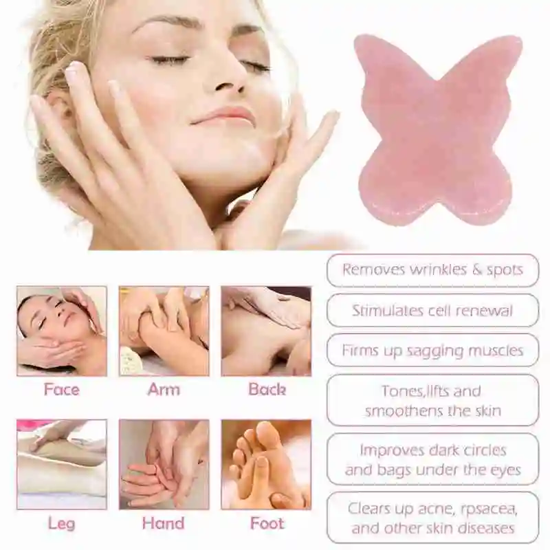 

Natural Jade Gua Sha Scraping Board Powder Crystal Butterfly Shaped Gua Sha Scraping Board Eye and Board Massage S
