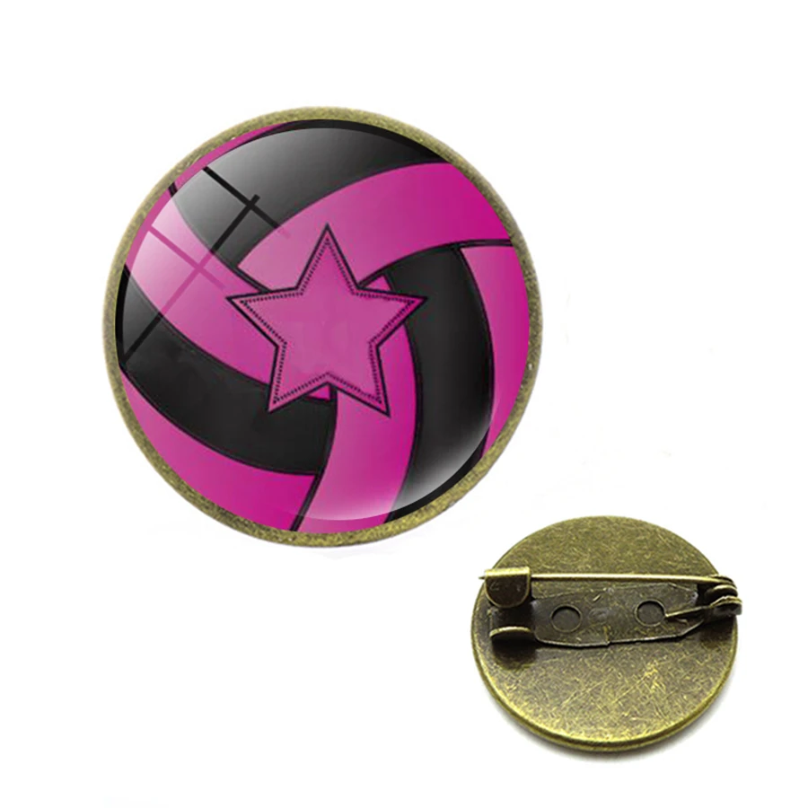 Броши с надписью Volleyball ручная работа круговой спортивный волейбол нагрудные