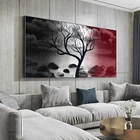 Картина на холсте с природным черно-красным деревом, пейзаж, постеры и принты, Настенная картина для декора гостиной