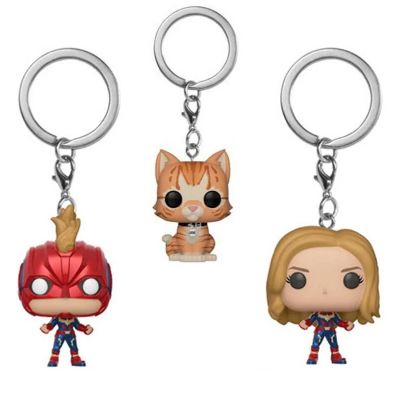 Виниловая мини кукла брелок в виде гусиной кошки с капитаном Marvel для мальчиков и