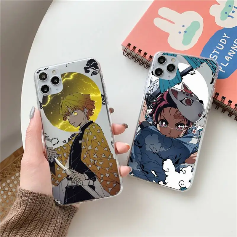 

Japan Anime Kimetsu no Yaiba Phone Case Transparent for Clear iPhone case 11 12 mini pro XS MAX 8 7 6 6S Plus X 5S SE 2020 XR