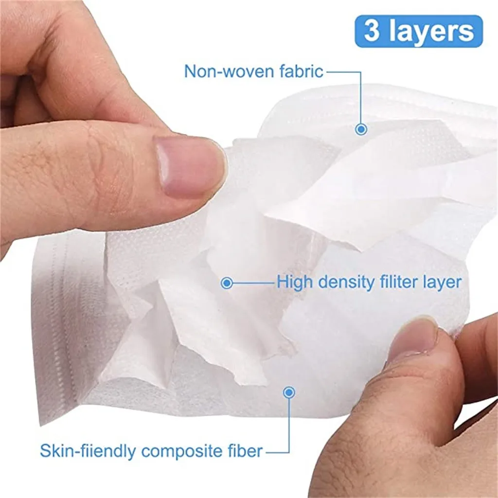 

10/20/30/40/50/100/300/400/500/600pcs White Disposable Face Mask Industrial 3ply Ear Loop Adult Adjustable White Mouth Mask