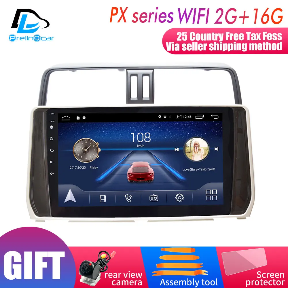 PX player 2G16G 4G Lte Android 9,0 gps Мультимедийная навигационная система для Prado Land Cruiser- лет автомобильный dvd-плеер Подушка подголовник радио - Цвет: PX player 2G16G