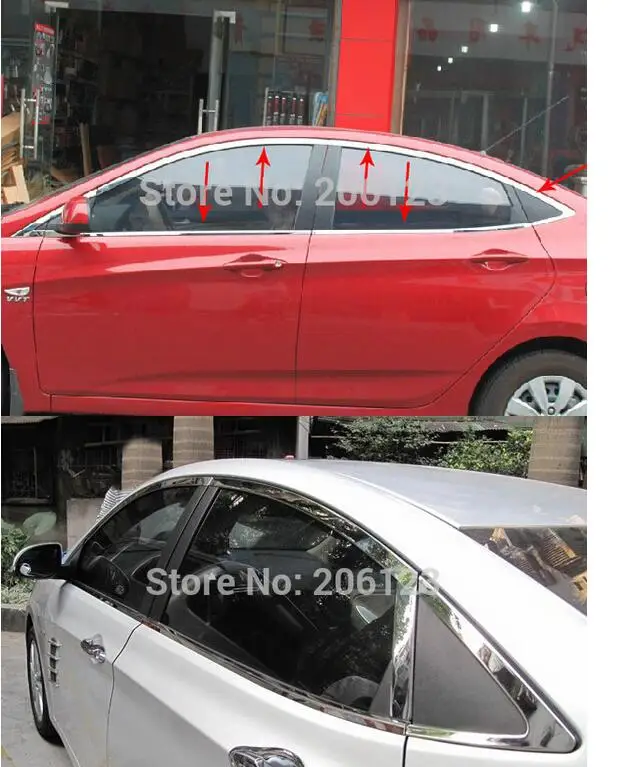 2010 2011 для Hyundai VERNA/Solaris Высококачественная обшивка окон из нержавеющей стали