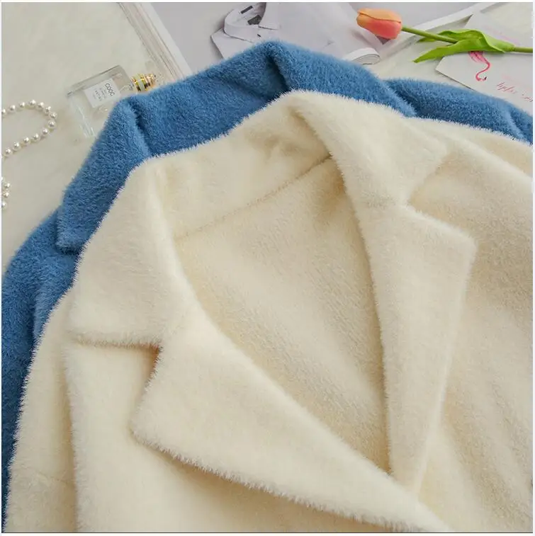 Новинка женское кашемировое пальто из искусственной норки Осень зима корейский