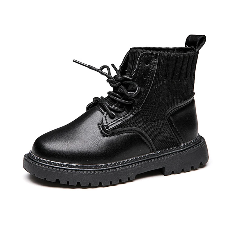 

COZULMA Autumn Kids Boys Breathable Patchwork Ankle Boots High Shoes Children Girls Lace-Up Work Boots Size 26-36