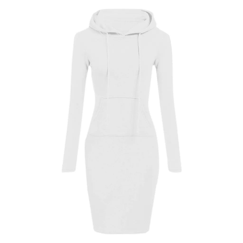 Женское мини-платье с капюшоном карманами длинными рукавами |