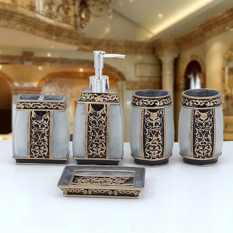 

New European Resin Bathroom Five Kit Hotel Bathroom Set Bath Bathroom Creative Resin Bathroom WF8141015