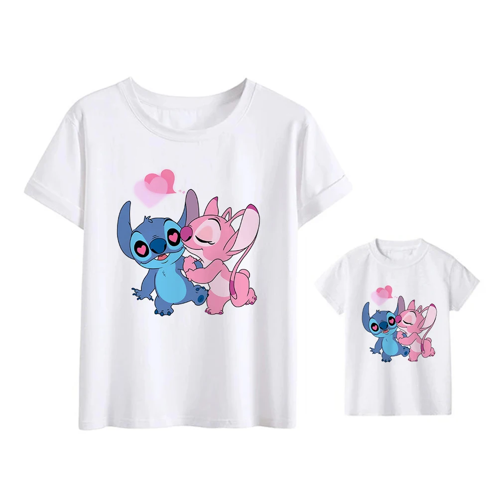 

Disney Kawaii Stitch Sweet Style Family Tshirt Mama Love Daughter Gift T-shirts Aesthetic Cute Family Matching Clothes Mom Tees