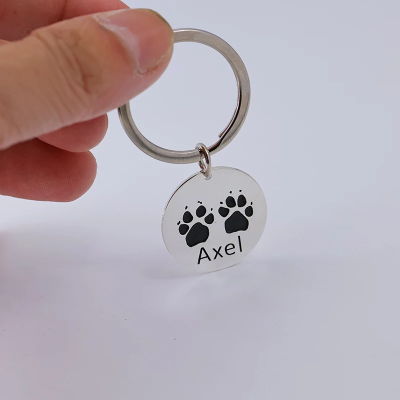 Пользовательские Выгравировать Pet Paw нос круглый персонализированный брелок для