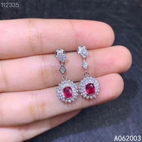 kjjeaxcmy fine jewelry 925 sterling silver inlaid natural ruby female earrings ear studs fashion support detection