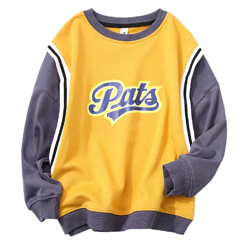 

New Spring Cool Boy Sweatshirt Teen Boys Cotton Long Sleeve Pullover T-Shirt Kids Patchwork Clothing For 5 7 9 11 13 14 Years