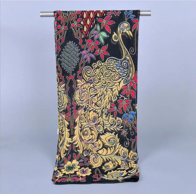 Роскошный шифоновый шарф с животным принтом Модные женские шарфы павлин цветок