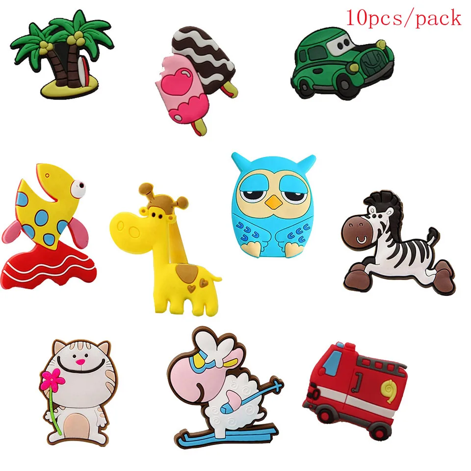 10 pcs mix 16/10/3 шт. холодильник магнитный Сувенир 3d Животные автомобили овощи, фрукты магниты для холодильника магнит на холодильник декор для детей - Цвет: 10 pcs mix