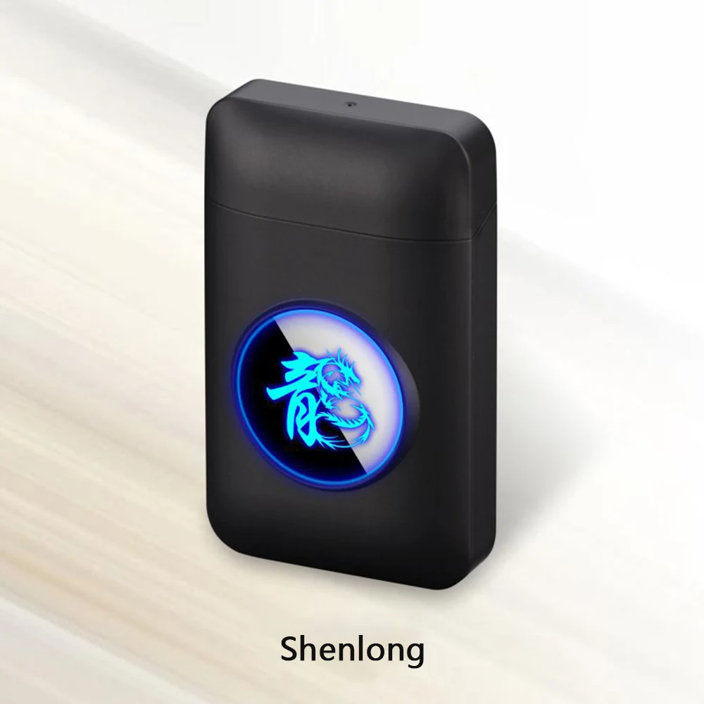 Long 1 USB Зажигалка и чехол для сигарет креативный графический дисплей USB зарядка Ветрозащитный беспламенный электронный прикуриватель - Цвет: Long 1