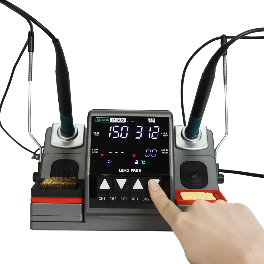 Паяльная станция SUGON T1602 T12 с двумя ручками цифровая паяльная для ремонта телефона