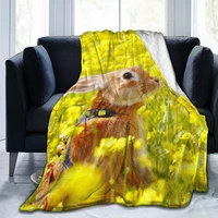 new animal rabbit 3d printing printed blanket bedspread blanket retro bedding square picnic wool soft blanket
