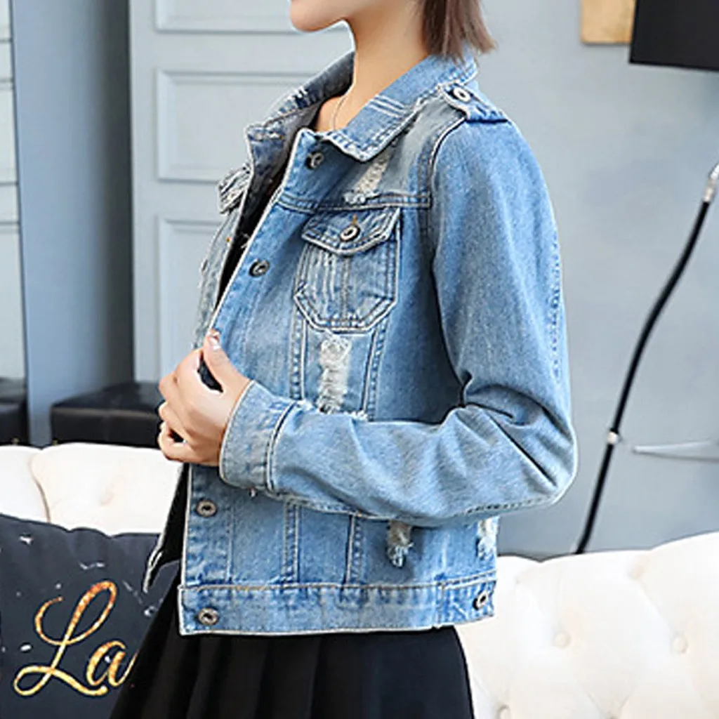 Джинсовая куртка-бомбер синяя короткая джинсовая куртка повседневная рваная 5XL