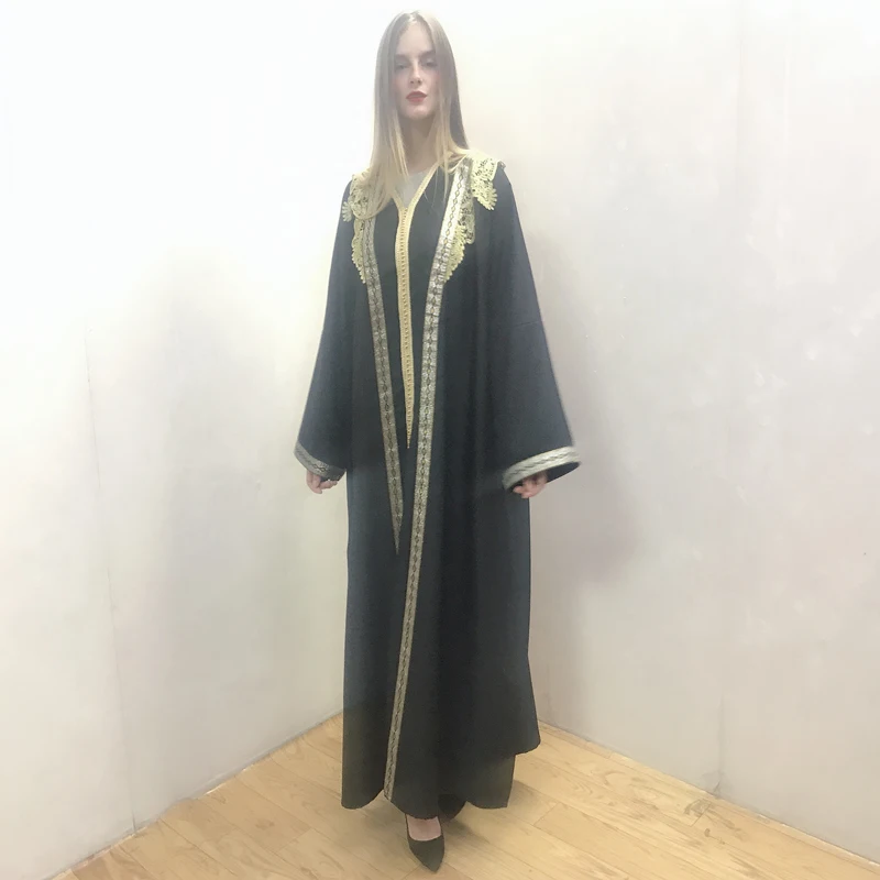 F910Arabic abaya Dubai turban 2021 long sleeved abaya Moroccan Arabic Islamic dress kimono Djellaba Muslim women