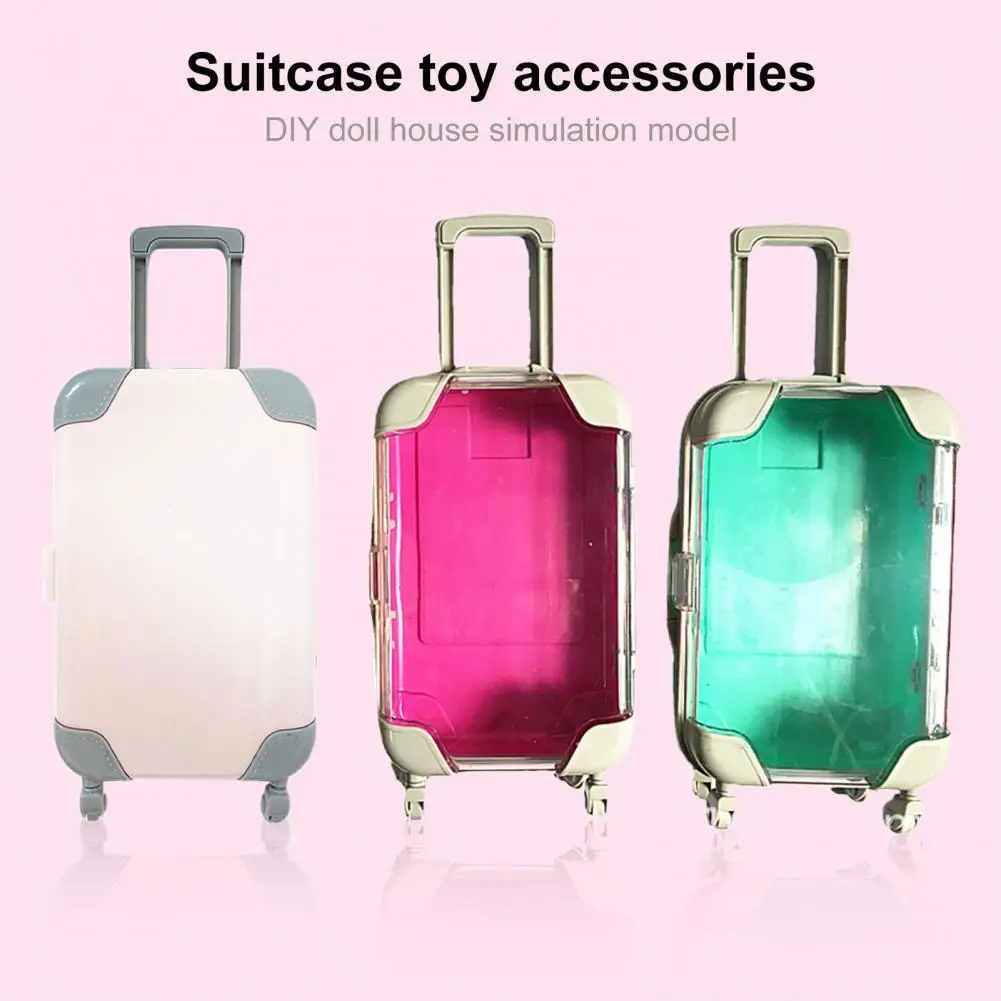 

Versatile Funny Doll House Miniature Travel Suitcase Simulation Suitcase Toy Transparent Cover for 18 Inch Doll