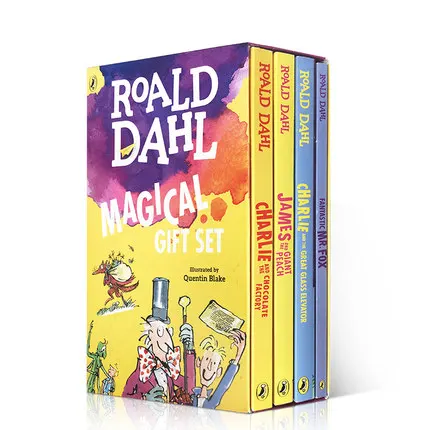 

4Pcs Original Popular Books Roald Dahl Mr Fox, Charlie and The Chocolate Factory English Novel Book for Children