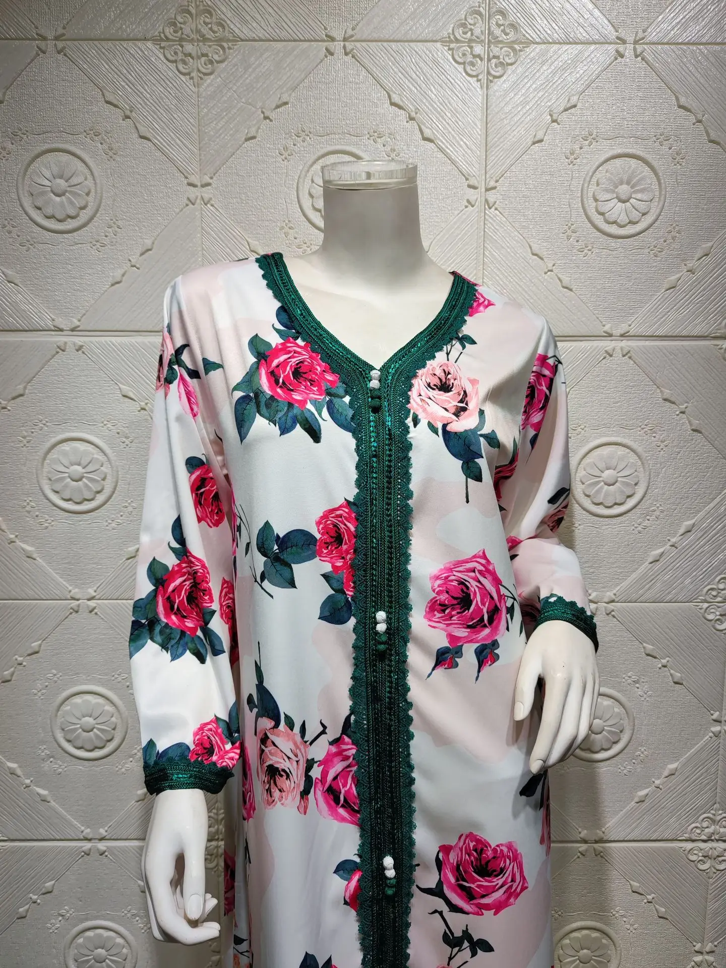 

Middle East Printed Floral Robe Dress Dubai Arab Muslim Women's Clothing Muslim Dress Long Cardigan Muslim