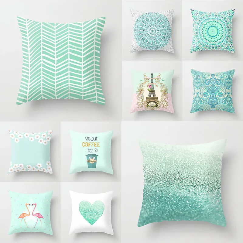 

Чехол для подушки мятно-зеленого цвета, 45 х45 см