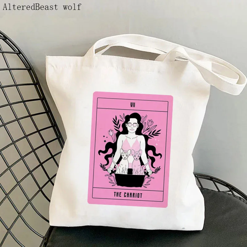 

Women Shopper bag Tarot Themed Astute Romantic Bag Harajuku Shopping Canvas Shopper Bag girl handbag Tote Shoulder Lady Bag