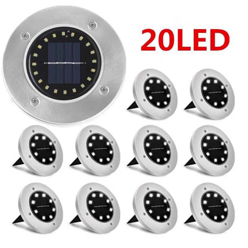 

Solar Ground Lights 8/20 LED Solar Garden Lights Waterproof Outdoor Solar Disk Lights for Pathway Yard Walkway Patio Lawn Path