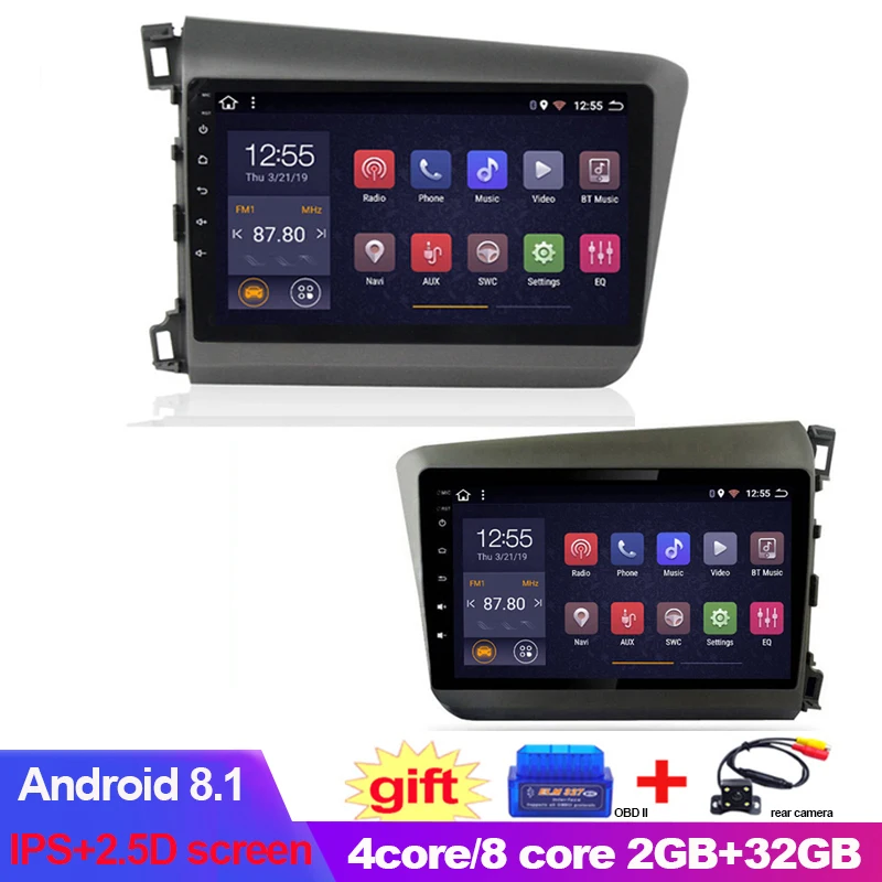 9-дюймовый 8-ядерный IPS + 2.5D Android 9. 0 2 32G автомобильный DVD GPS-навигатор для Honda Civic 8 1 2012