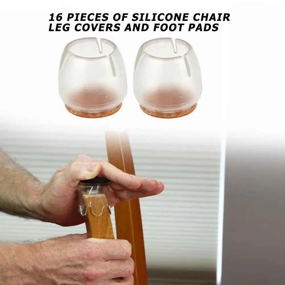 

16pcs Durable Non-Slip Chair Leg Protective Case Cap Pad Silicone Table Mat Furniture Table Covers Hardware Accessories