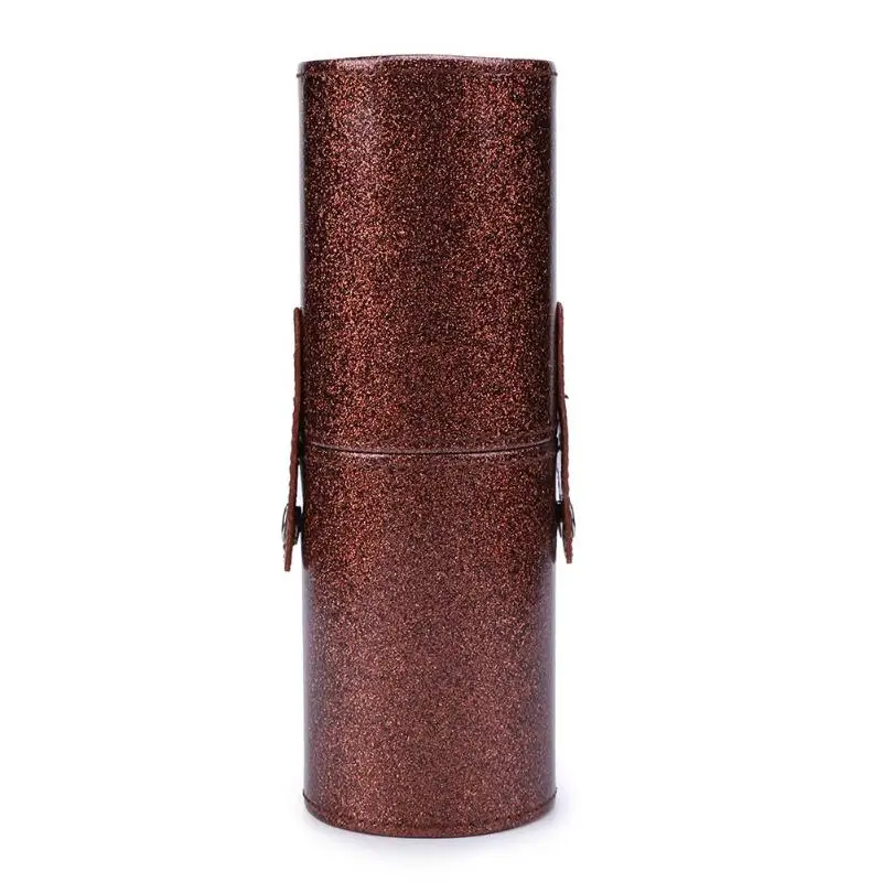 L 23x8cm Brown Портативные дорожные кисти для макияжа, Круглый держатель для ручек, косметический чехол из искусственной кожи, держатель для кистей, органайзер для хранения, Прямая поставка - Цвет: L 23x8cm Brown