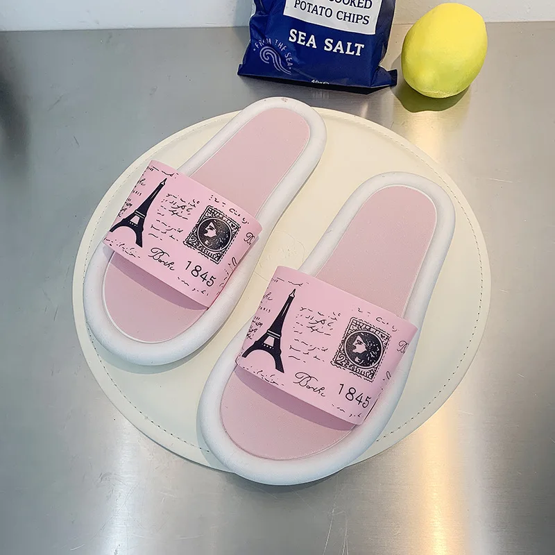 

2021 New Cute Cartoon Slippers Women's Summer Dormitory Home Couple Outdoor Non-Slip Home Sandals