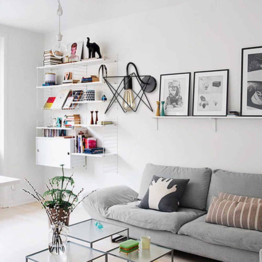 Винтажный настенный светильник в стиле лофта несимметричный ретро железные