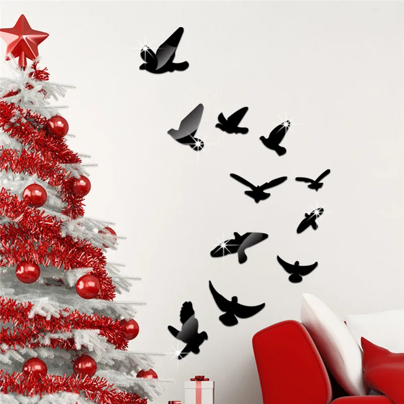 4 цвета Акриловые Fying Birds рамка зеркальная поверхность наклейки на стену детская