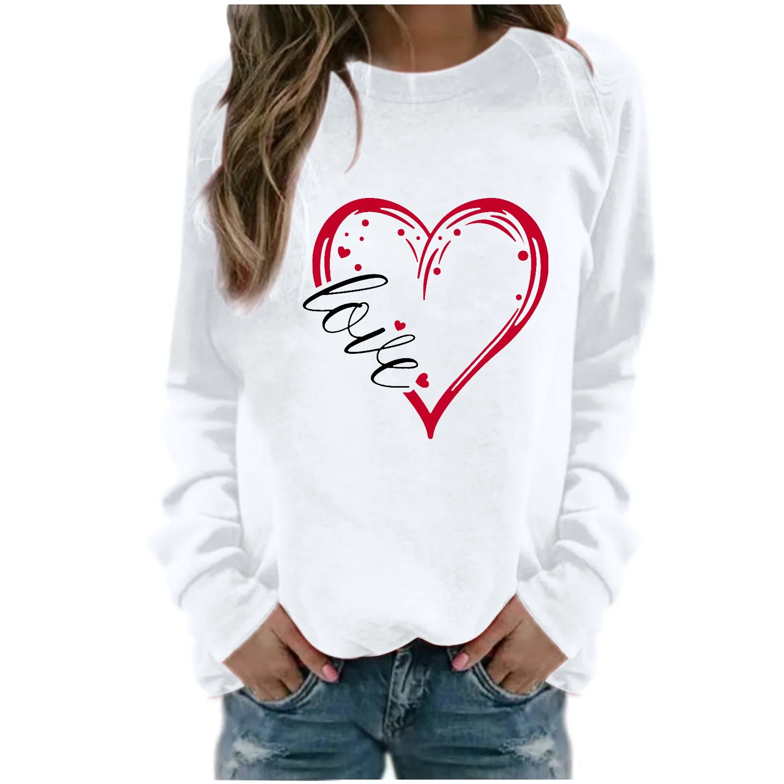 Women Sweetshirts Casual Hoodie Pullover Women's Print Sweatshirt Long Sleeve Sweat Love Print Clothes Sudaderas Para Mujer