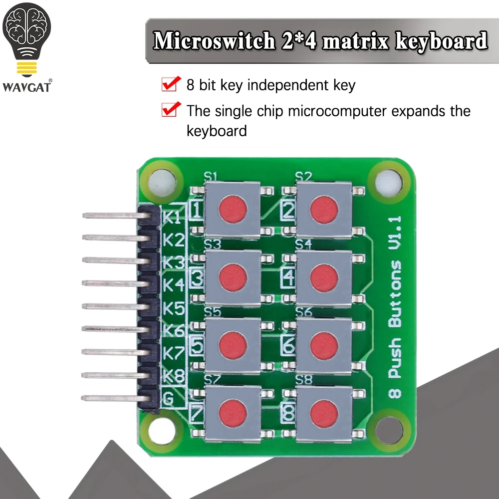 2x4 клавиатура 4x2 8 кнопок V1.00 клавишная плата матричная кнопка для Arduino AVR PIC 2*4