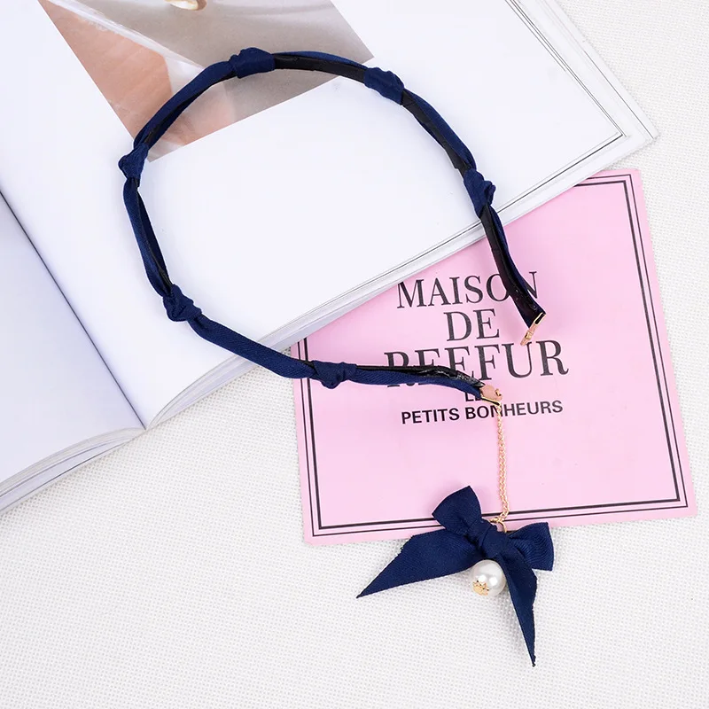 Женская повязка на голову с бантом и жемчугом | Украшения аксессуары