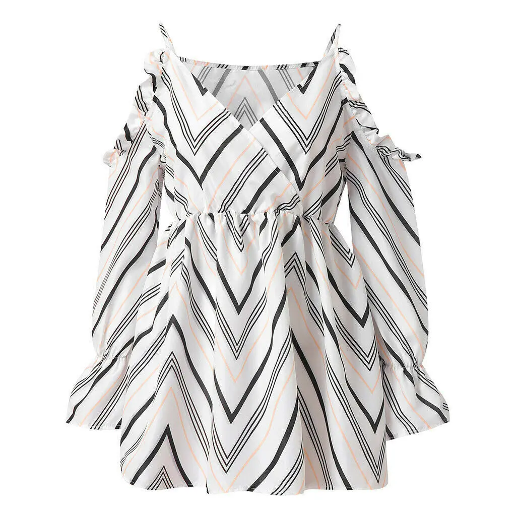 Sexy Women Boho Off Shoulder Long Sleeve Evening Party Beach Mini Dress Sundress | Женская одежда