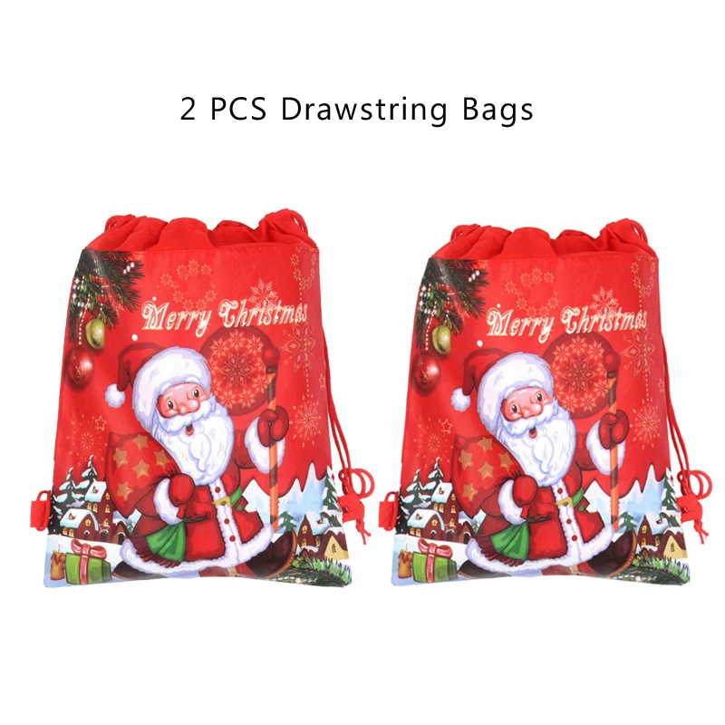 2 pcs bag 1/2 шт. шнурком Рождественский подарок сумки Drawstring хлопка, сумки для макияжа, сумка дорожный мешок для хранения одежды Для женщин Для мужчин Сумки из натуральной кожи - Цвет: 2 pcs bag