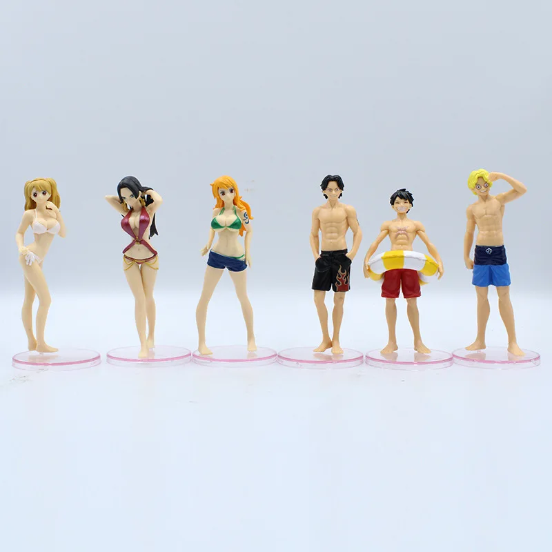 

ONE PIECE Luffy Ace Sabo Nami Budding Boa Hancock with Swimwear Action Figure Ornament Model Toys