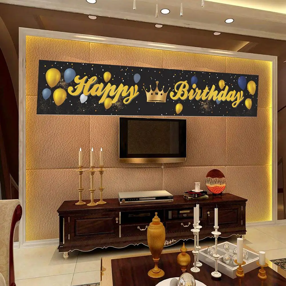 

Black Gold Happy Birthday Banner 30th 40th 50th 60th Birthday Party Decorations Adults 30 40 50 60 Year Birthday Party Supplies
