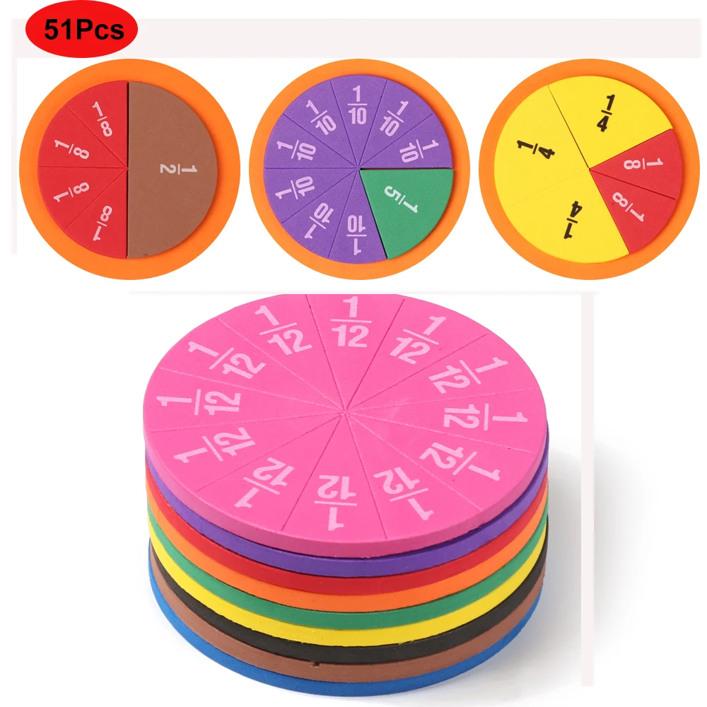 51 шт EVA круглые фракции инструмент Монтессори развивающие игрушки математика