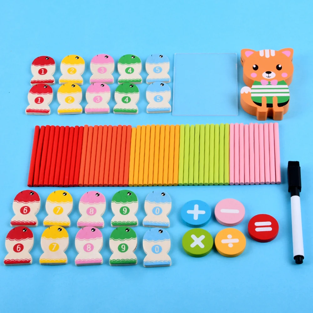 

Baby Wooden Toy Cat Eat Fish Arithmetic Kindergarten Math Early Educational Toys Counting Stick Math Teaching Aids Learning Toys