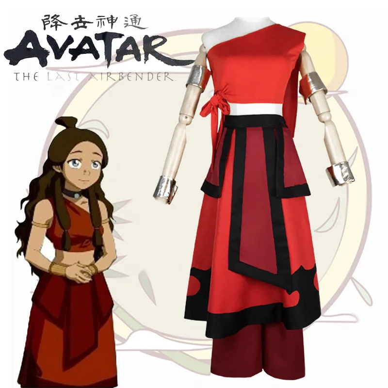 Аниме Аватар Последний аirbender Katara Fire Nation Aang Косплей Костюм для взрослых женщин
